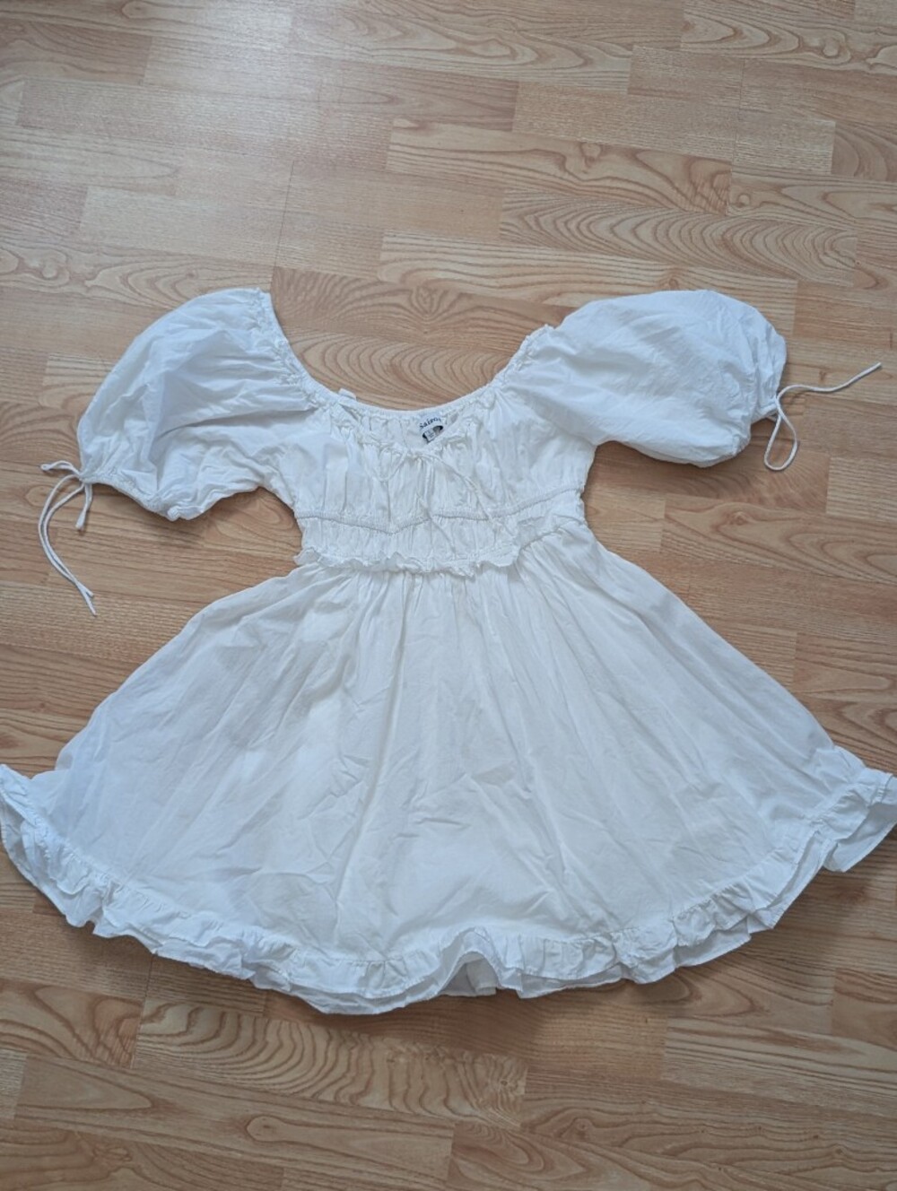 En Saison White Milkmaid Puff Sleeve Dress Size S